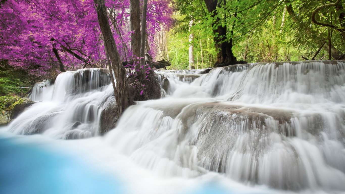 Zeitrafferfotografie Von Wasserfällen. Wallpaper in 1366x768 Resolution