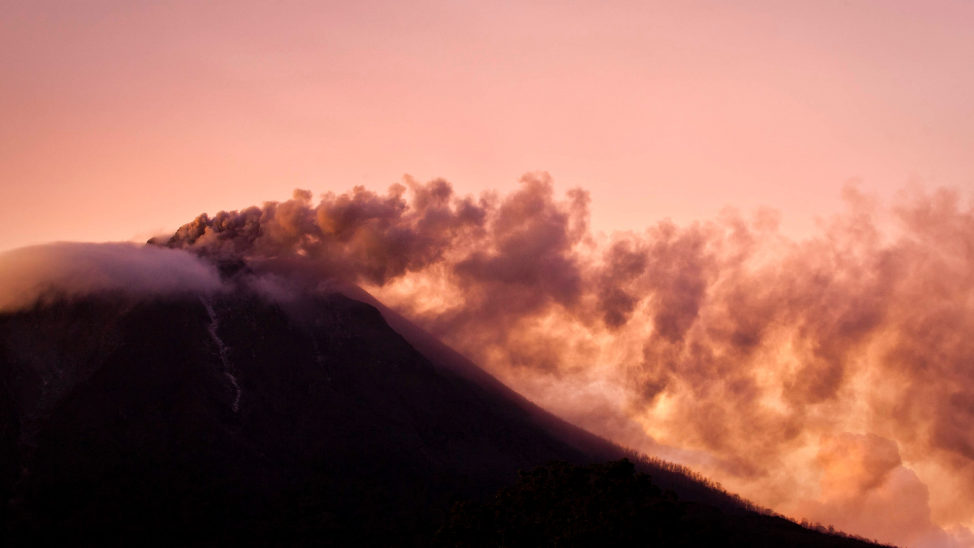 山锡纳朋, 火山灰, 熔岩, 气氛, 积云 壁纸 1920x1080 允许