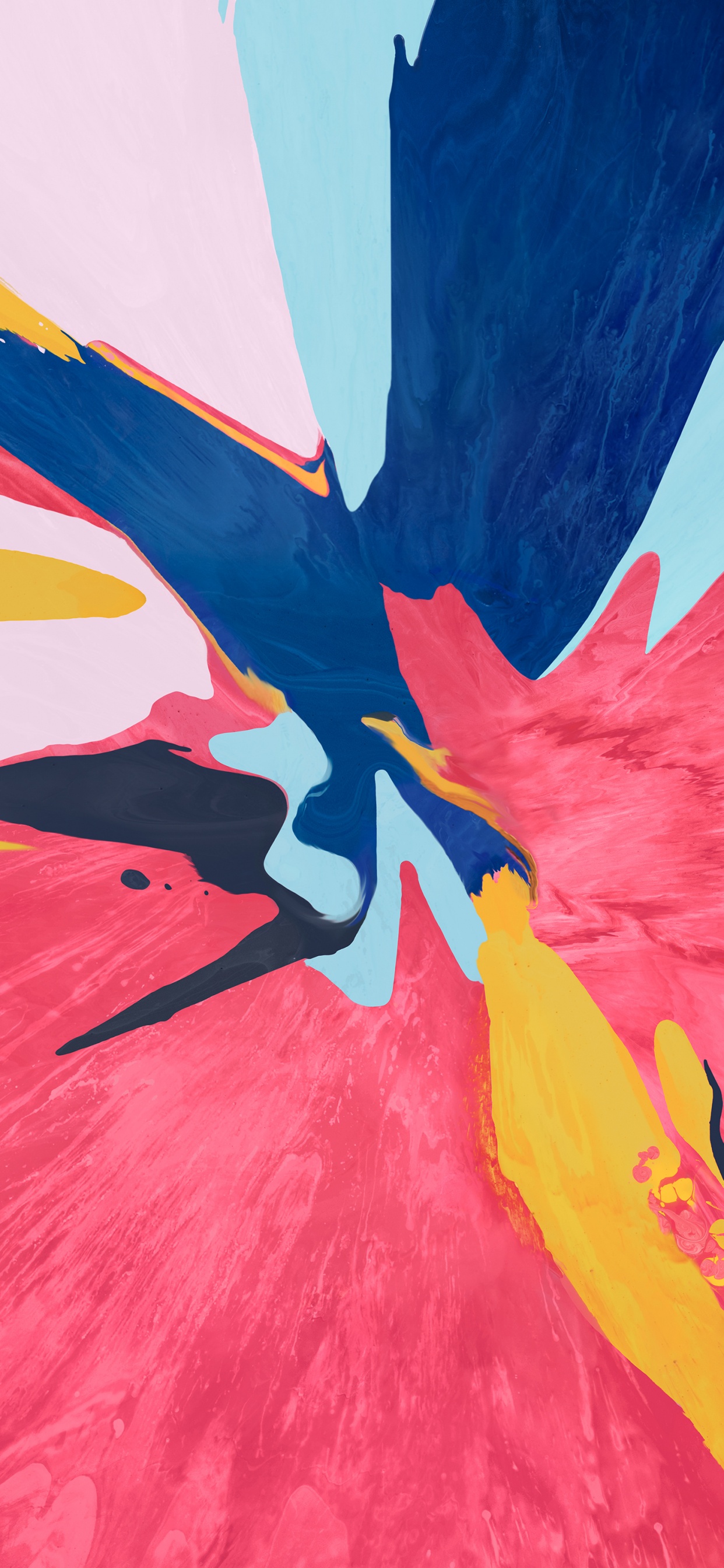 Peinture Abstraite Bleu Rouge et Jaune. Wallpaper in 1242x2688 Resolution