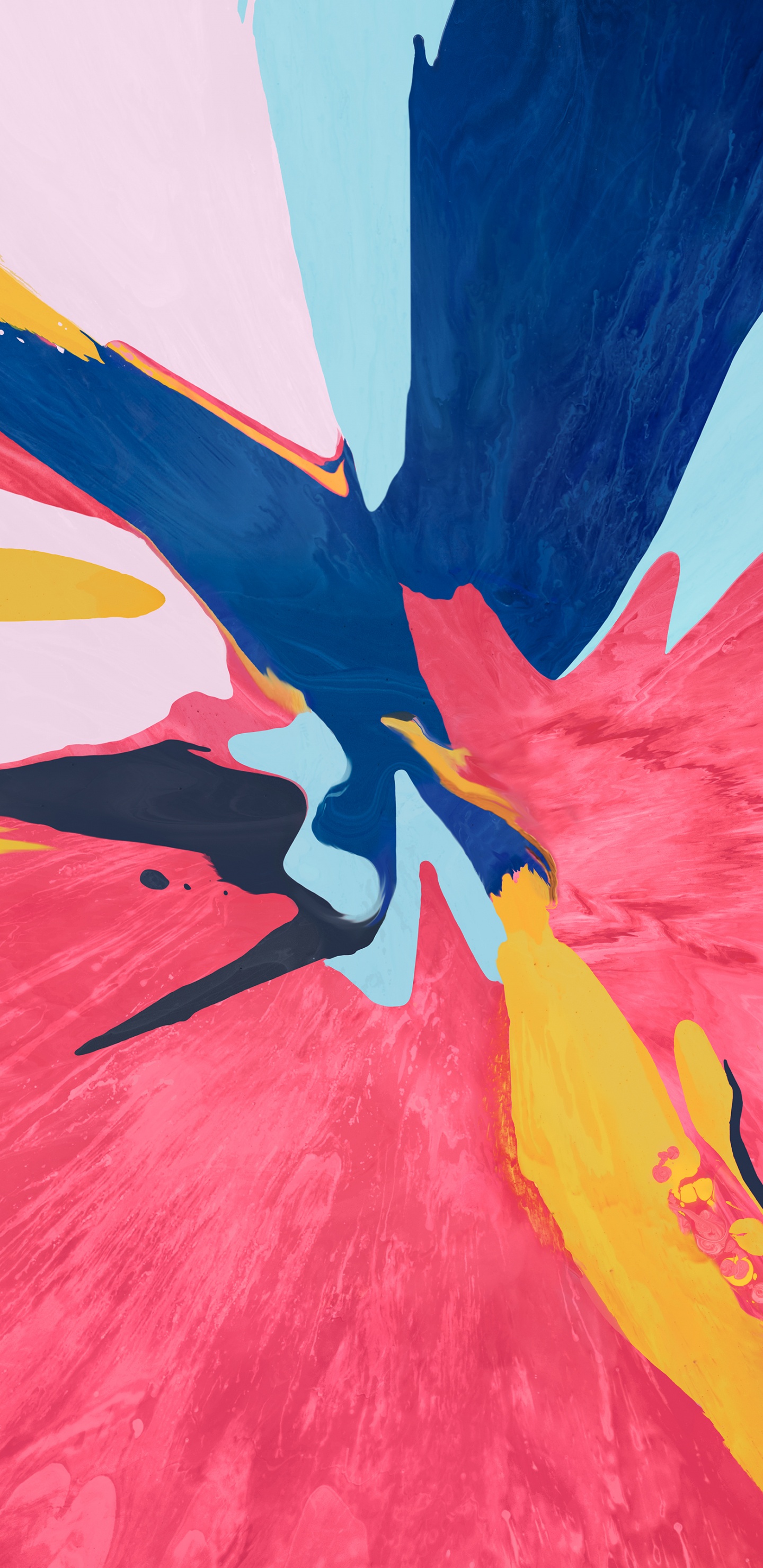 Peinture Abstraite Bleu Rouge et Jaune. Wallpaper in 1440x2960 Resolution