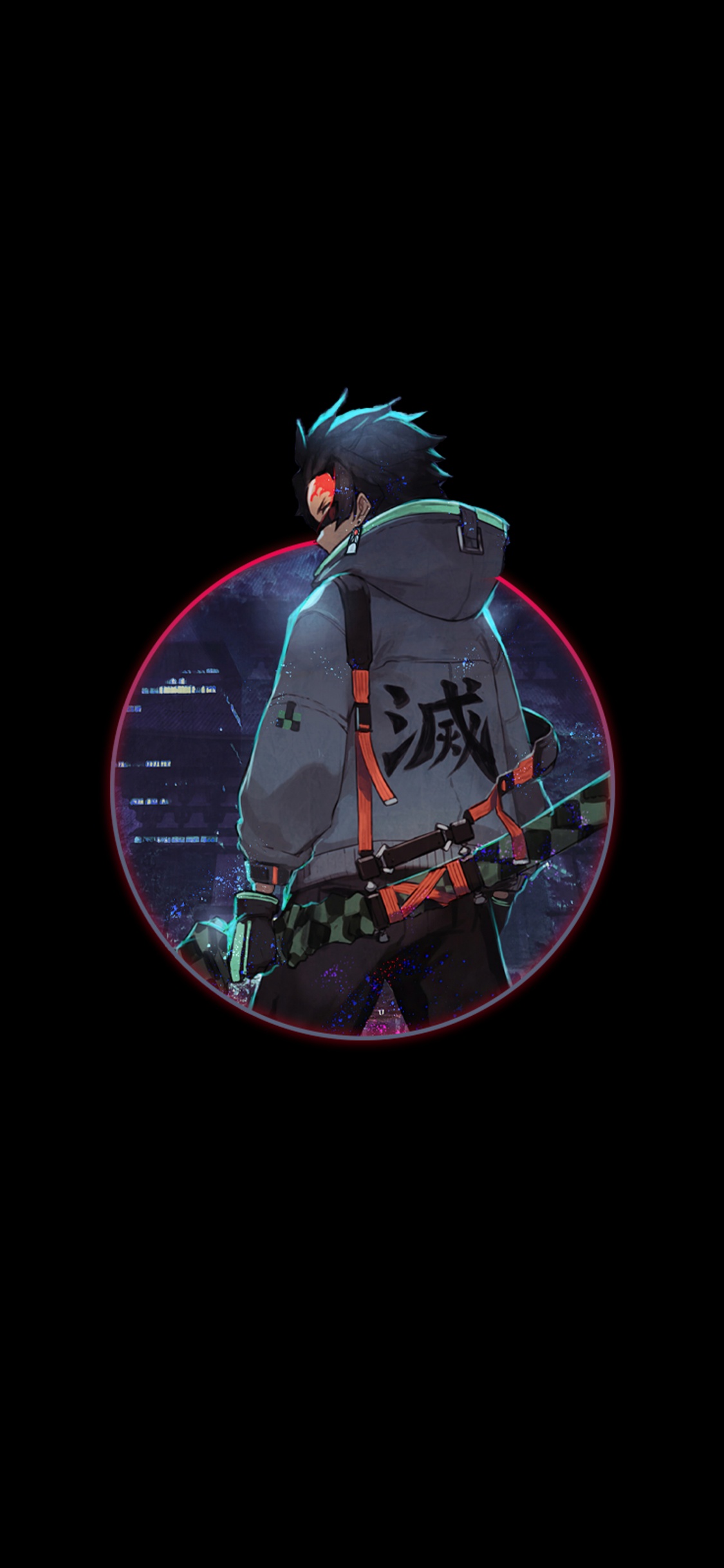 Anime, Amoled, Tanjiro Kamado, Asesino de Demonios Kimetsu no Yaiba, Nezuko Kamado. Wallpaper in 1125x2436 Resolution