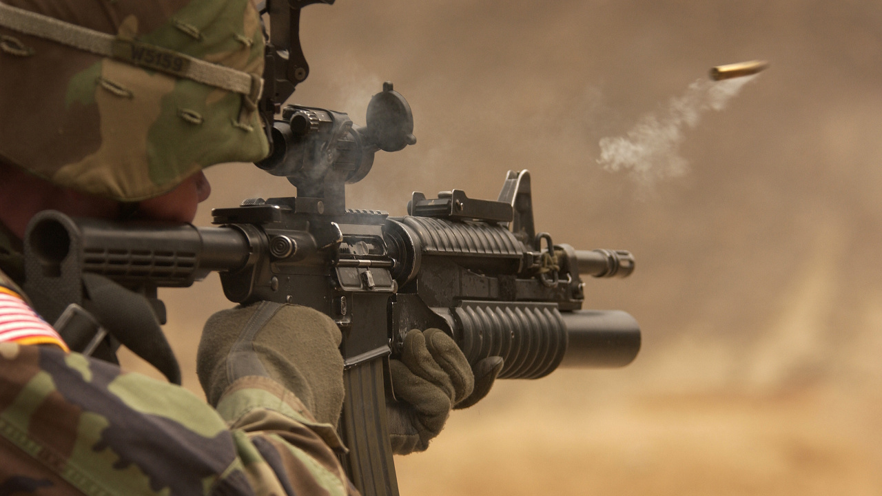 Soldier, Gun, Firearm, Military, Machine Gun. Wallpaper in 1280x720 Resolution
