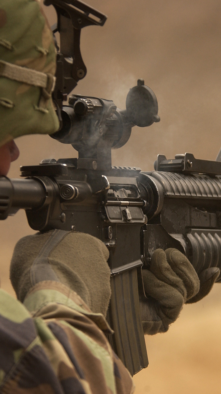 Soldier, Gun, Firearm, Military, Machine Gun. Wallpaper in 750x1334 Resolution