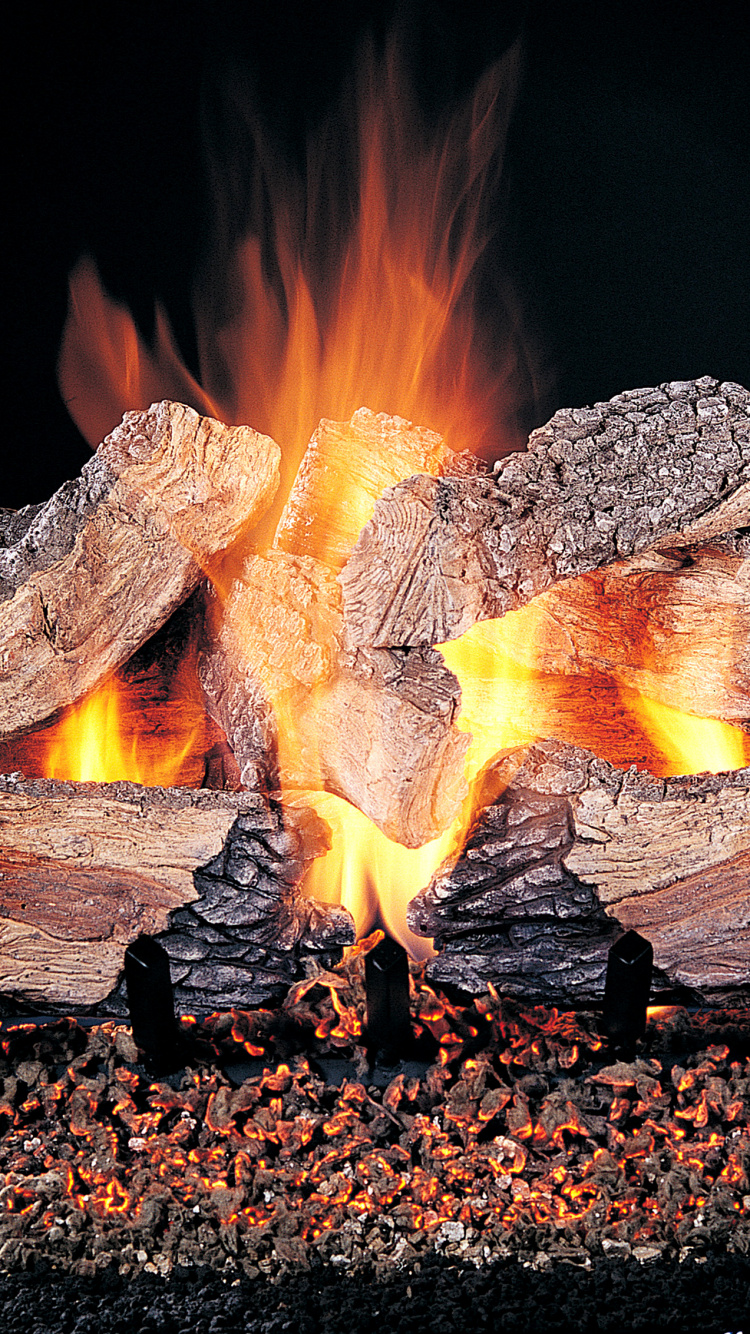 Burning Wood on Black Background. Wallpaper in 750x1334 Resolution