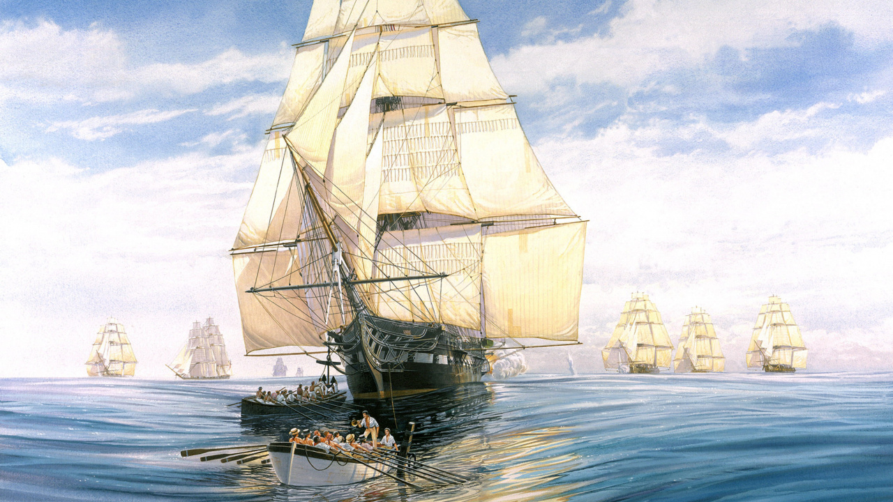 White Sail Ship on Sea Under Blue Sky and White Clouds During Daytime. Wallpaper in 1280x720 Resolution