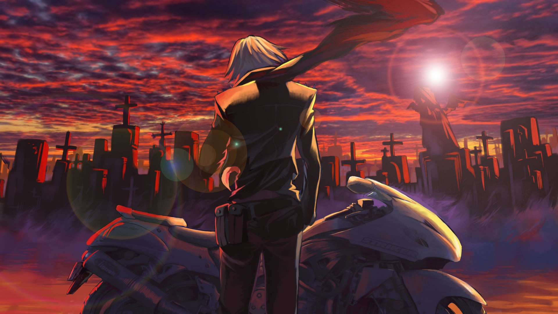 Woman in Black Jacket Standing on White Car During Sunset. Wallpaper in 1920x1080 Resolution