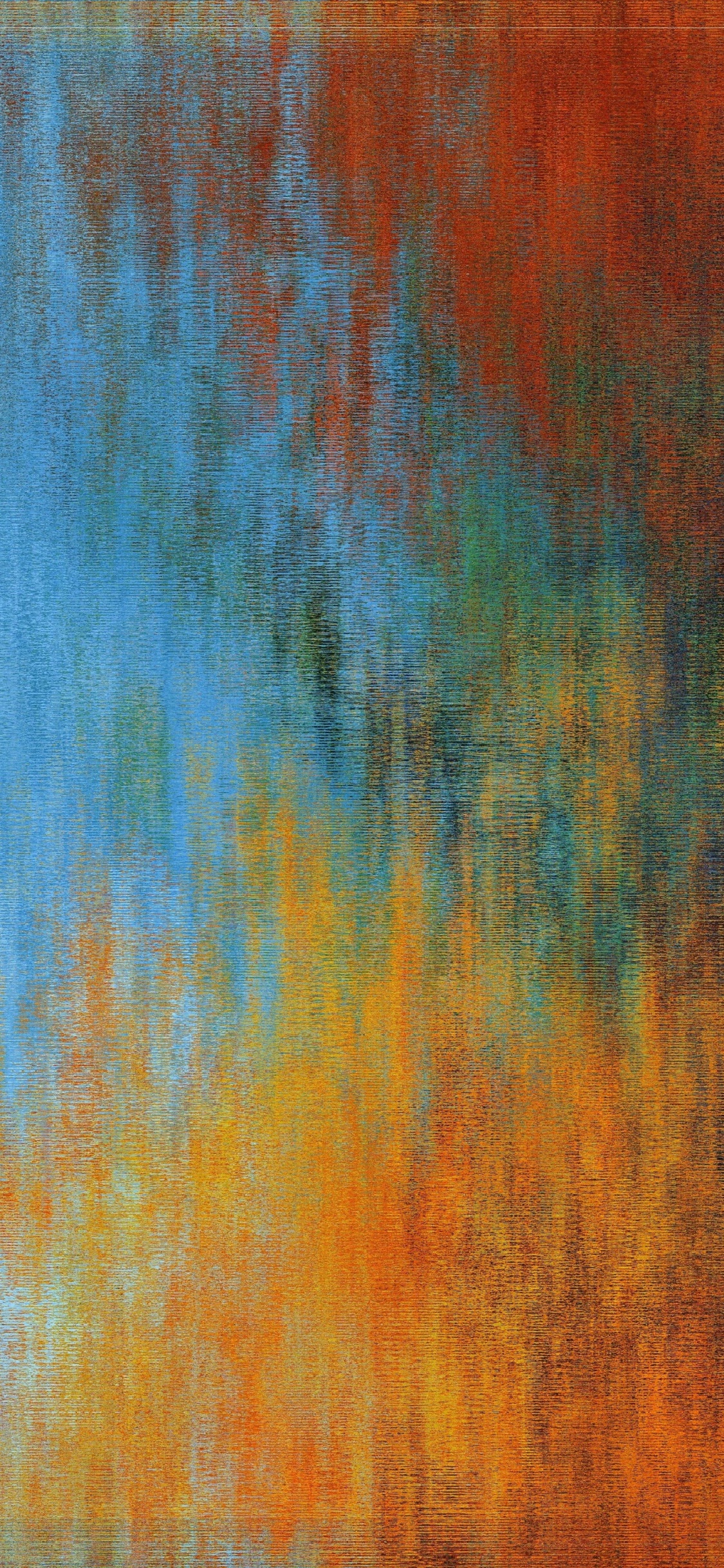 Peinture Abstraite Bleu Marron et Vert. Wallpaper in 1125x2436 Resolution