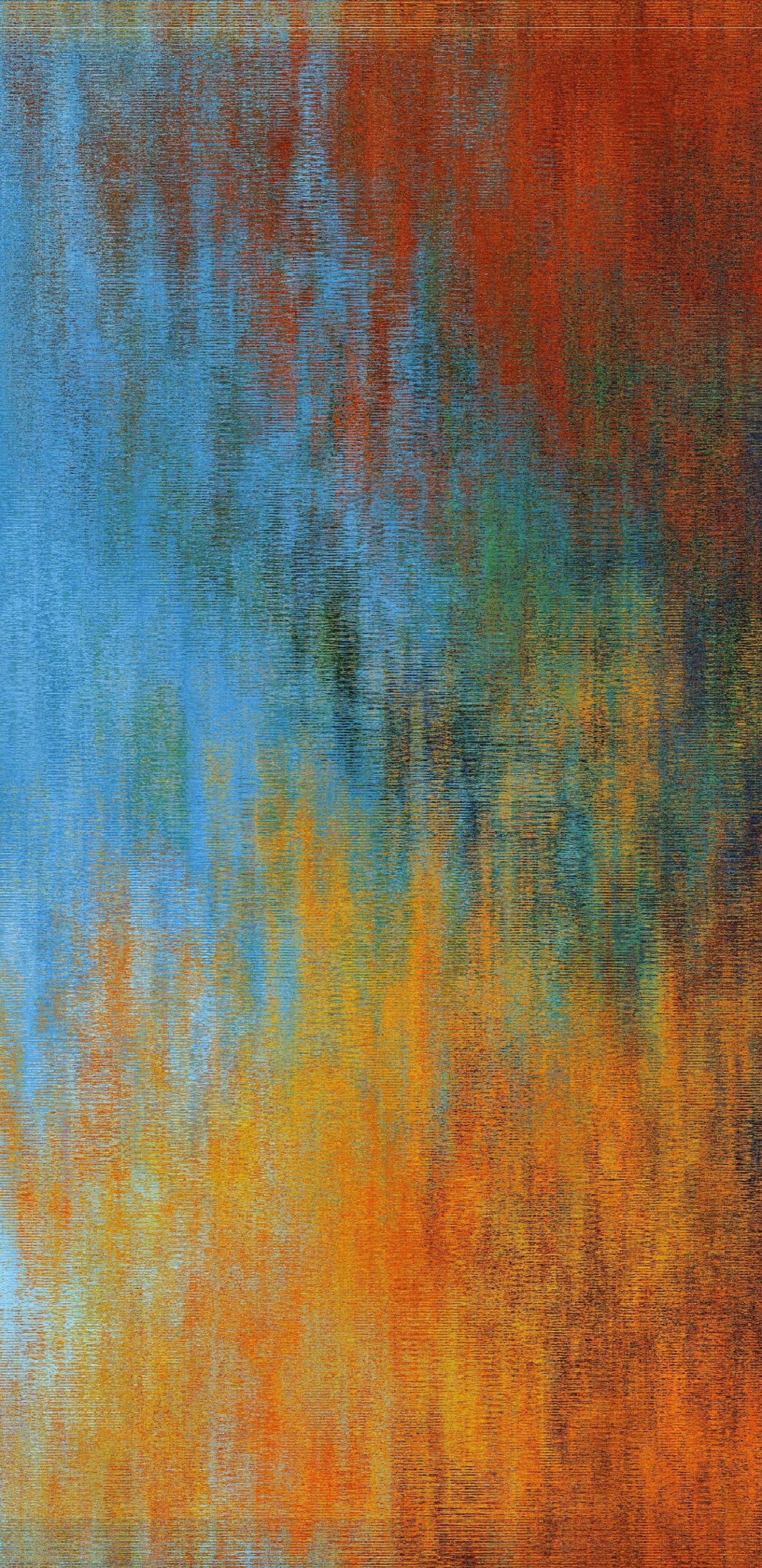 Blaubraune Und Grüne Abstrakte Malerei. Wallpaper in 1440x2960 Resolution