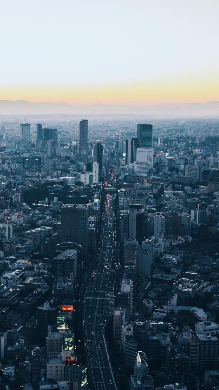 City Skyline During Golden Hour. Wallpaper in 750x1334 Resolution