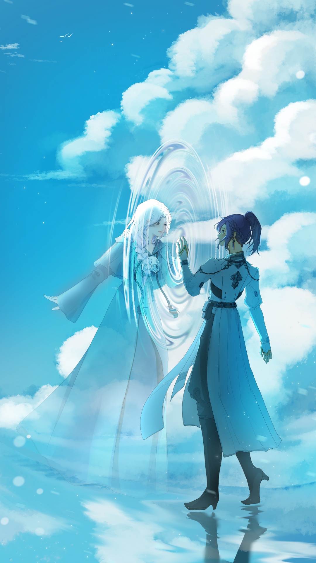 Anime, Art, Water, Azure, Cloud. Wallpaper in 1080x1920 Resolution