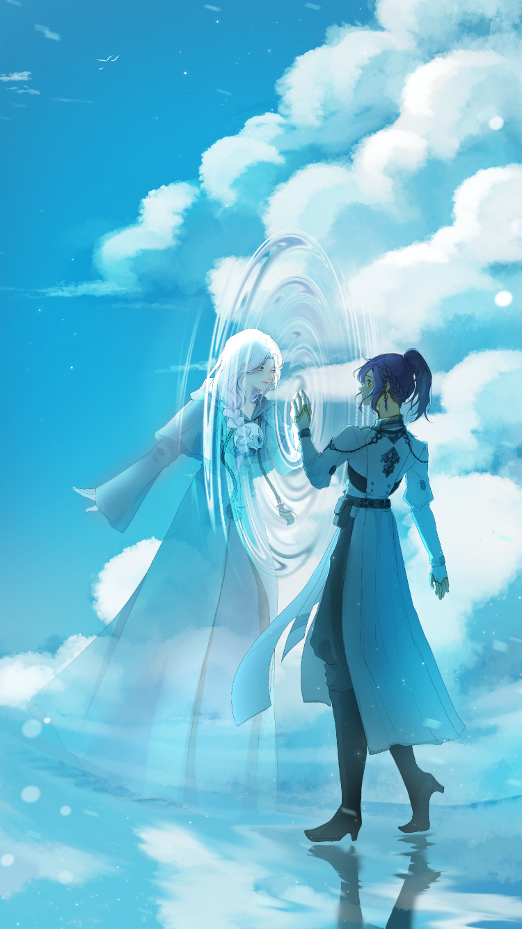 Anime, Arte, Agua, Azure, Gesto. Wallpaper in 750x1334 Resolution