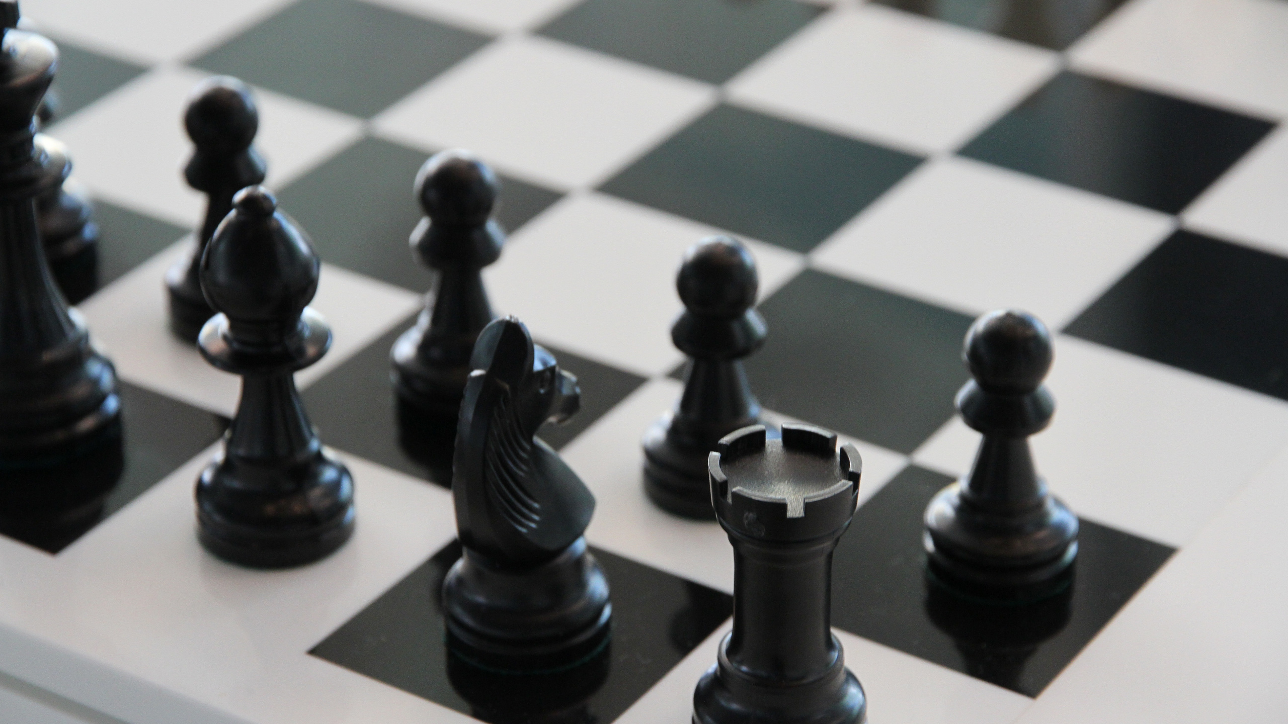 Black and White Chess Pieces. Wallpaper in 2560x1440 Resolution