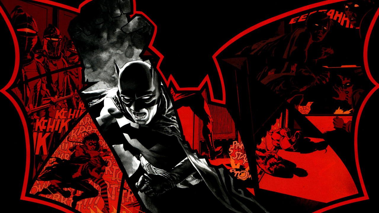 Hombre en Traje Negro Con Alas Rojas Ilustración. Wallpaper in 1280x720 Resolution