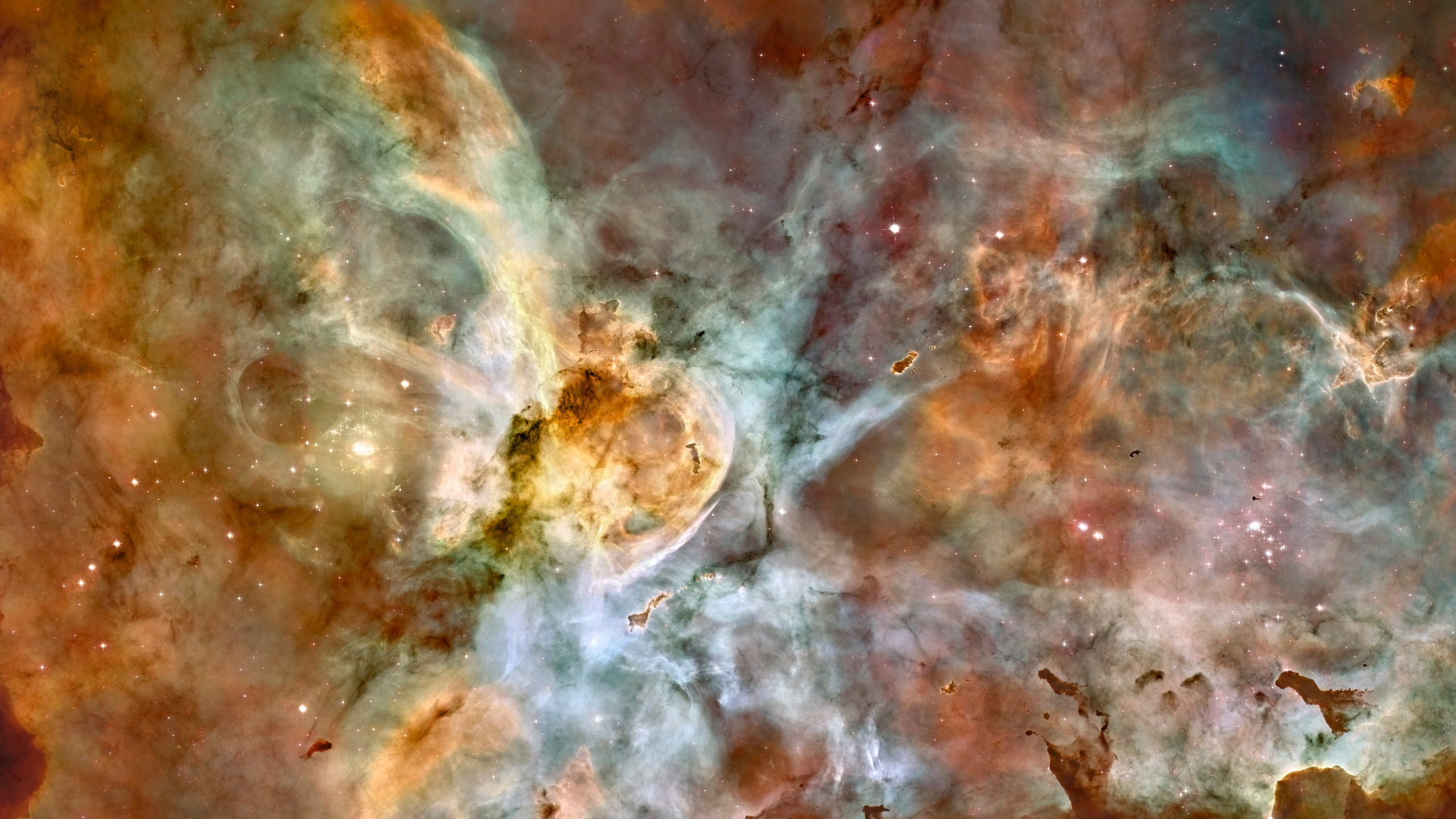 Carina星云, 哈勃太空望远镜, 明星, 空间, 天文学对象 壁纸 1920x1080 允许