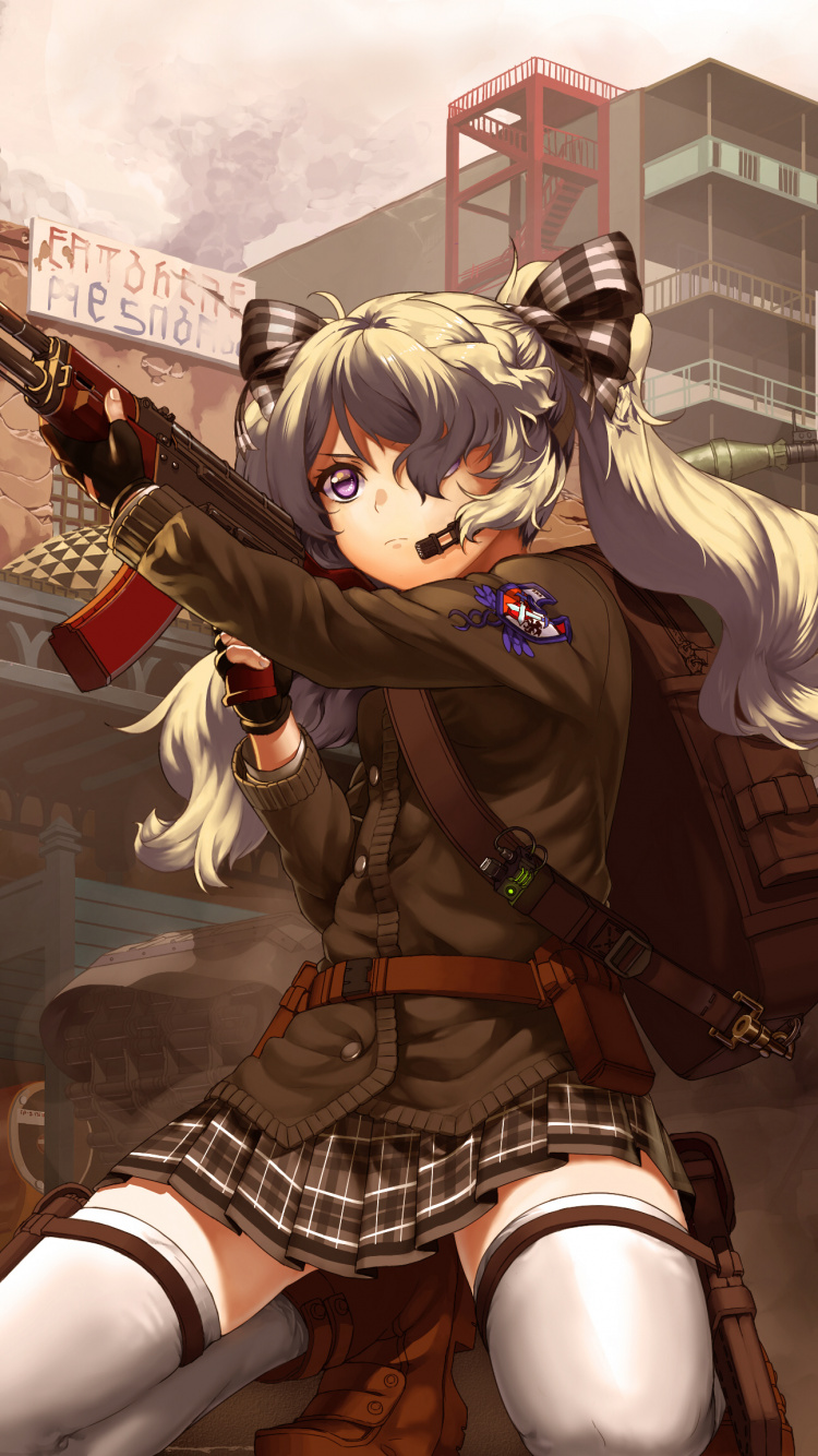 Frau im Grünen Langarmhemd Anime-Charakter. Wallpaper in 750x1334 Resolution