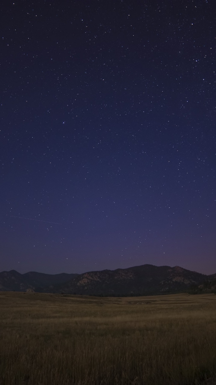 Brown Grass Field Under Blue Sky During Night Time. Wallpaper in 720x1280 Resolution
