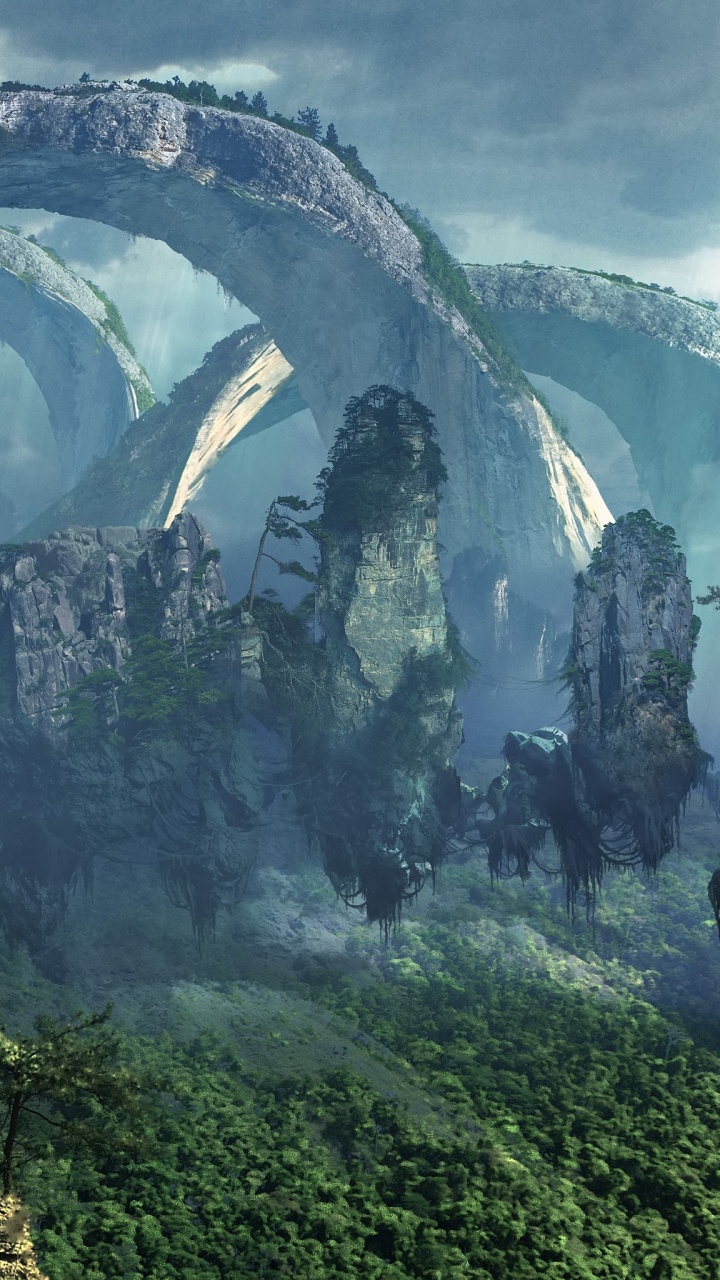 Green Trees on Mountain Under Rainbow. Wallpaper in 720x1280 Resolution