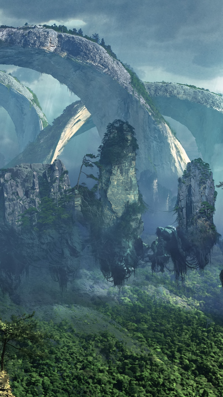 Green Trees on Mountain Under Rainbow. Wallpaper in 750x1334 Resolution