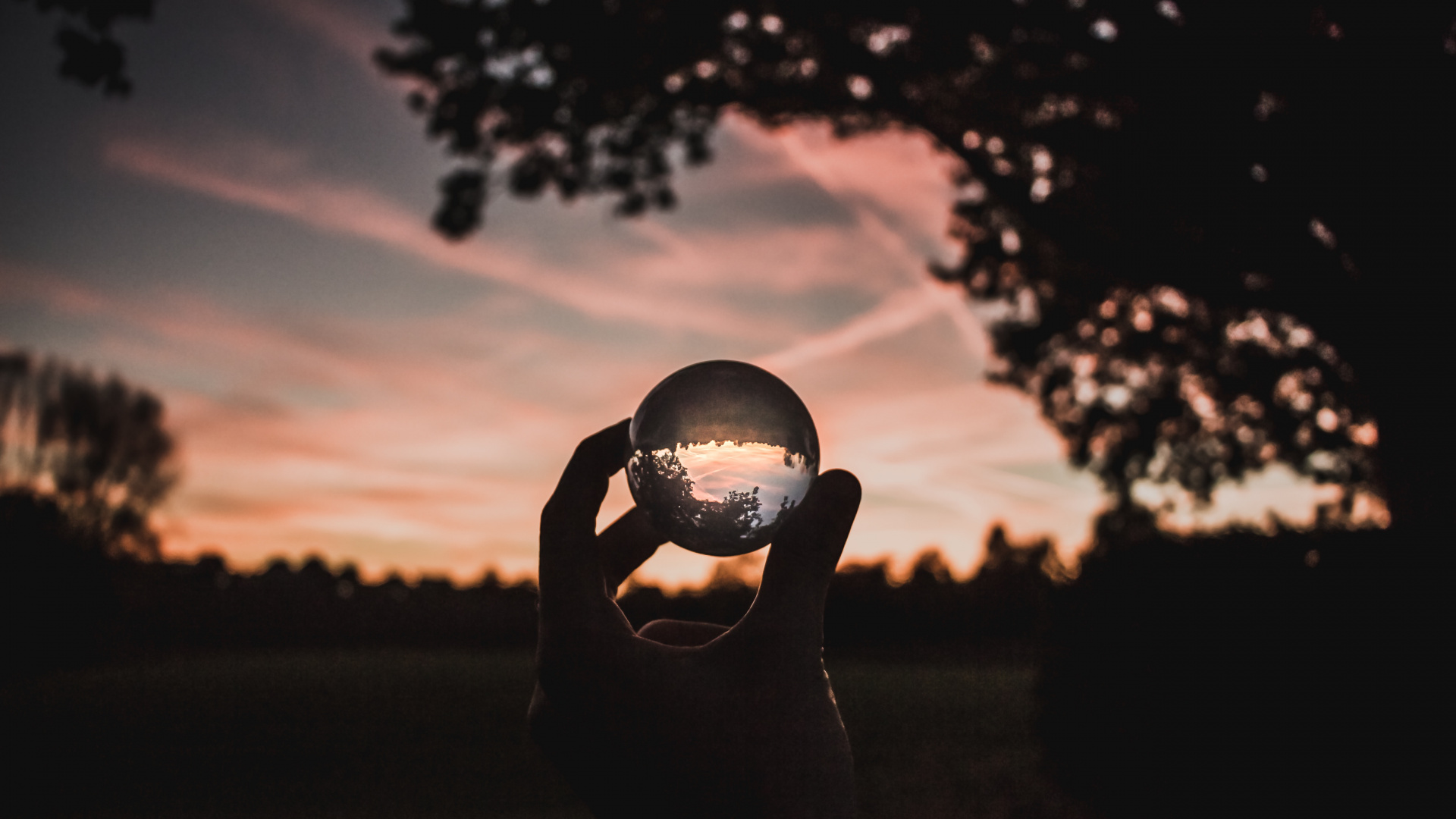 Silhouette of Person Holding Ball During Sunset. Wallpaper in 1920x1080 Resolution