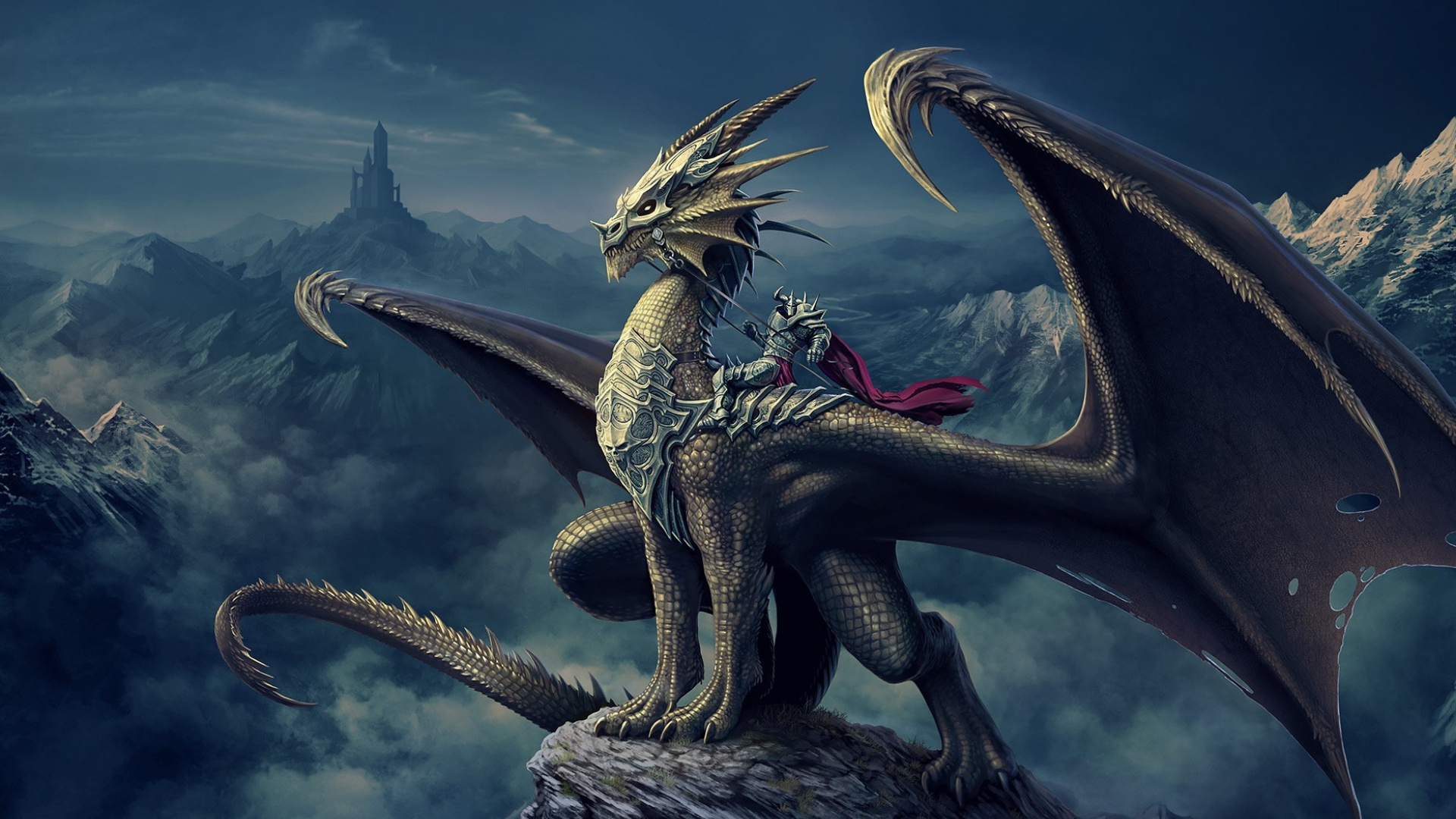 Dragón, Criatura Mítica, la Mitología, Extinción, Torre. Wallpaper in 1920x1080 Resolution