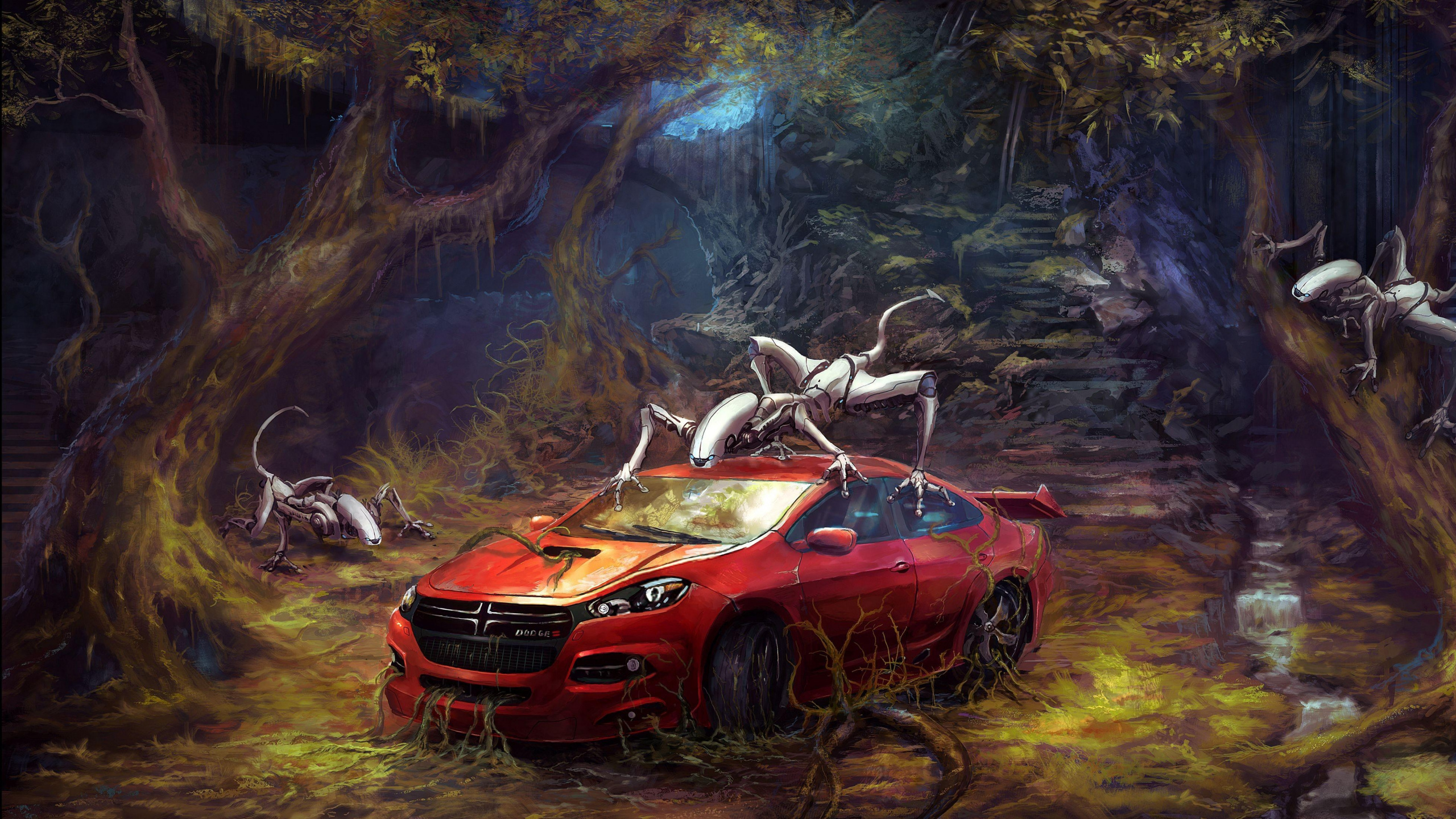 Roter Und Schwarzer Chevrolet-Camaro. Wallpaper in 2560x1440 Resolution