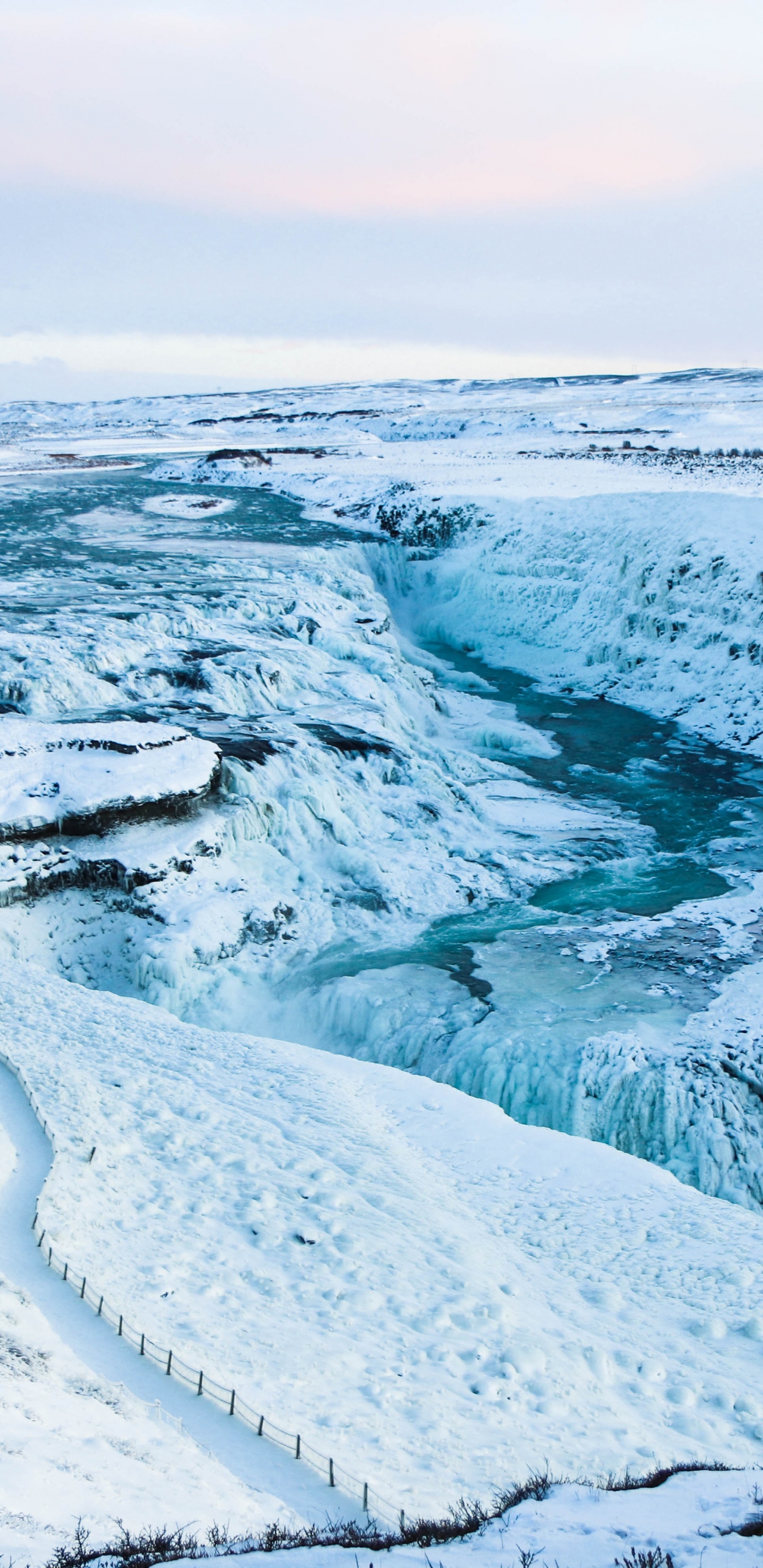Gullfoss, Wasserfall, Gletscher-landform, Polar Ice Cap, Ozean. Wallpaper in 1440x2960 Resolution