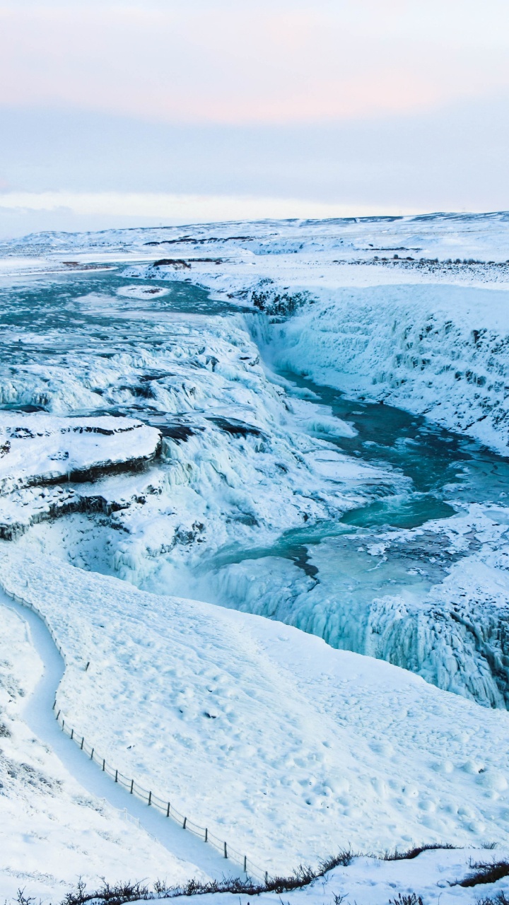 Gullfoss, Wasserfall, Gletscher-landform, Polar Ice Cap, Ozean. Wallpaper in 720x1280 Resolution