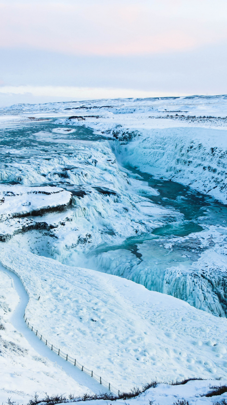 Gullfoss, Wasserfall, Gletscher-landform, Polar Ice Cap, Ozean. Wallpaper in 750x1334 Resolution