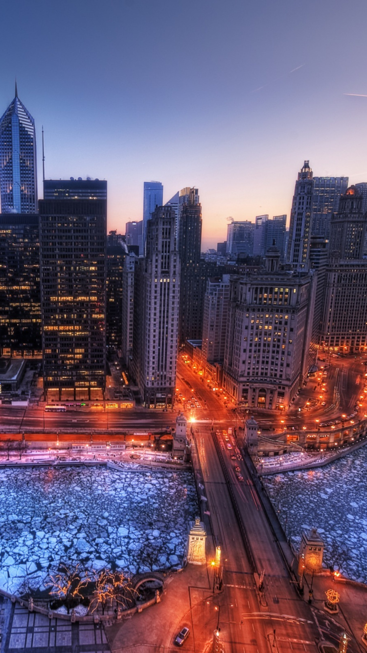 Skyline Der Stadt Bei Nacht Night. Wallpaper in 750x1334 Resolution