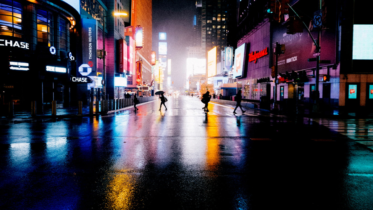 Amoled, Ville de Nuit au Néon, Illustration, Art, Nuit. Wallpaper in 1280x720 Resolution