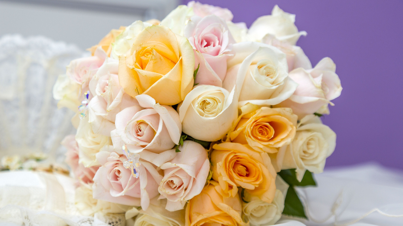Flower Bouquet, Flower, Rose, Wedding, Bride. Wallpaper in 1280x720 Resolution