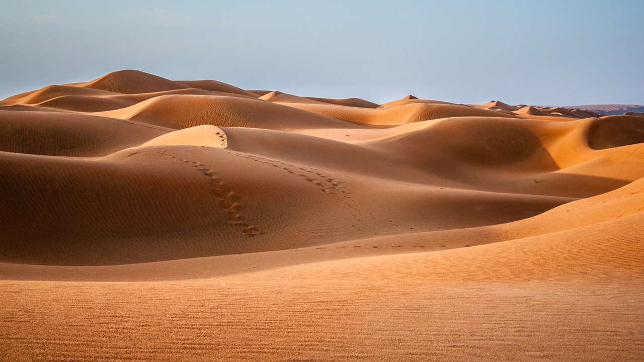 Brown Sand Under Blue Sky During Daytime. Wallpaper in 1280x720 Resolution