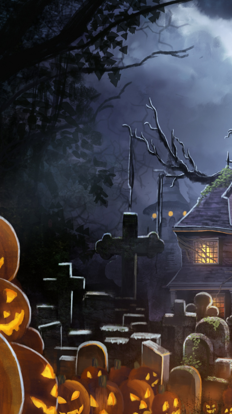 Mitternacht, Nacht, Malerei, Metropole, Fantastische Kunst. Wallpaper in 750x1334 Resolution