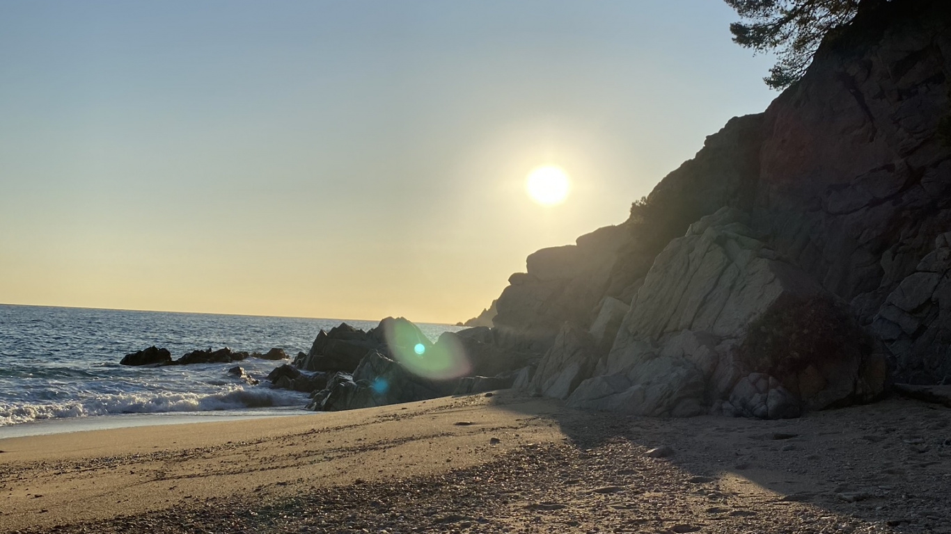 大海, 太阳, 海岸, 岸边, 沙 壁纸 1366x768 允许