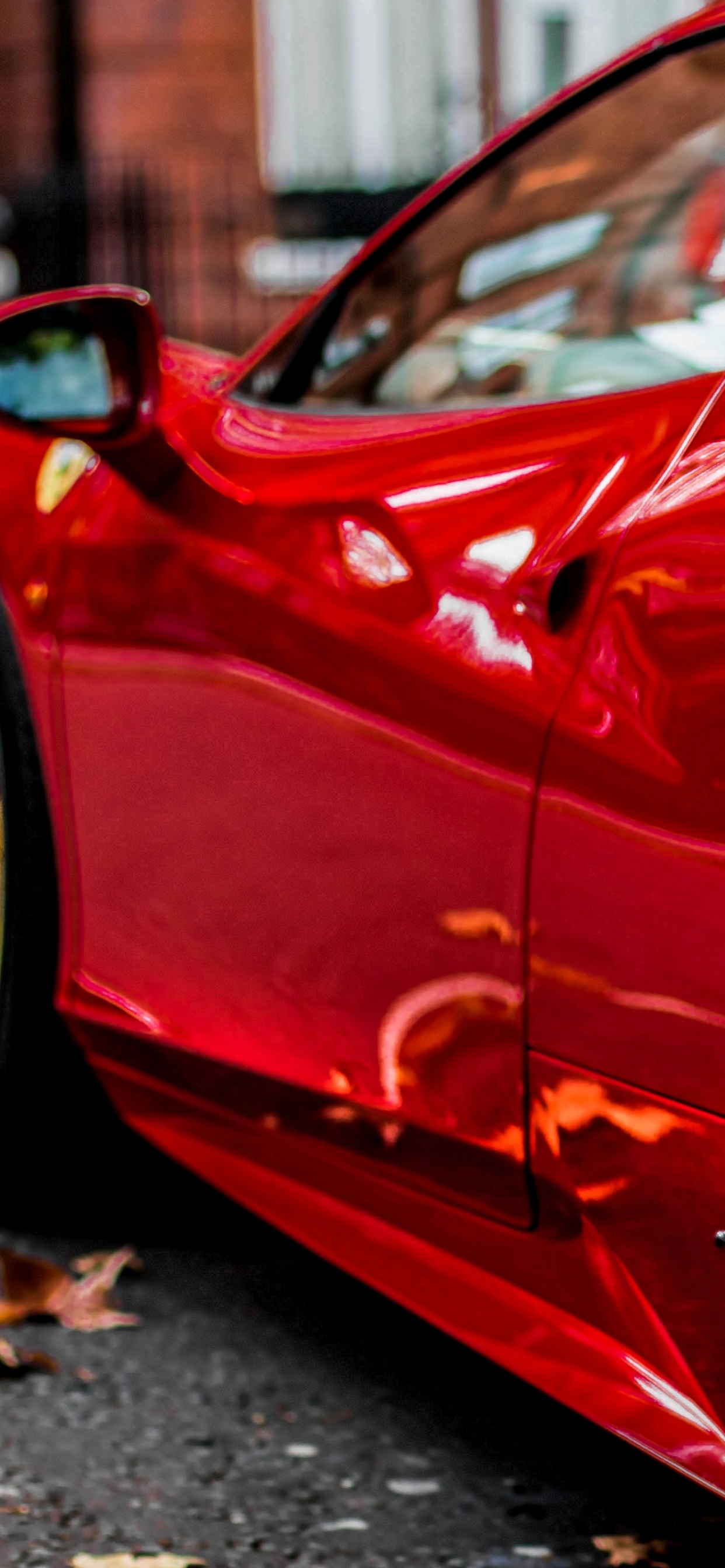 Ferrari Rouge 458 Italia Sur Route. Wallpaper in 1242x2688 Resolution