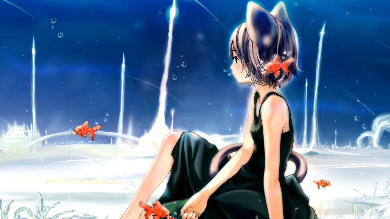 Frau im Schwarzen Kleid Anime-Charakter. Wallpaper in 1280x720 Resolution