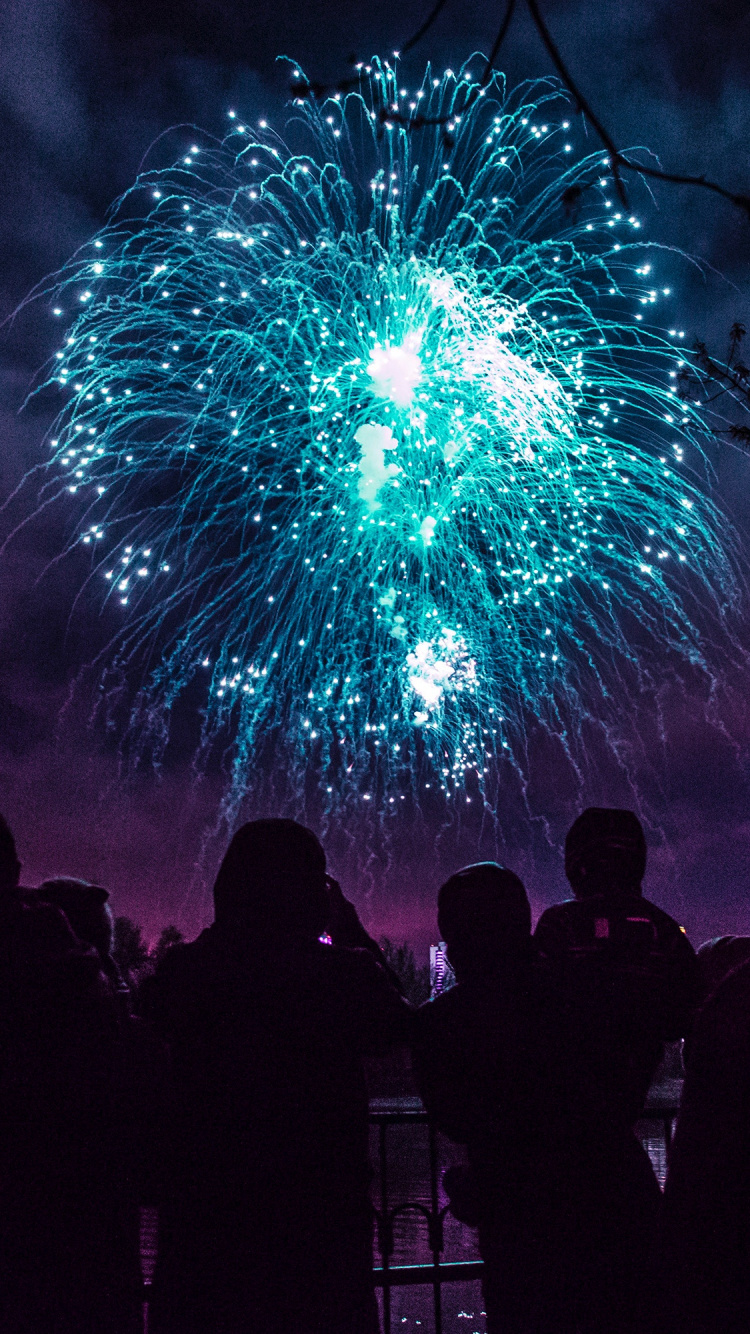 Feuerwerk, Blau, Purpur, Licht, Veranstaltung. Wallpaper in 750x1334 Resolution