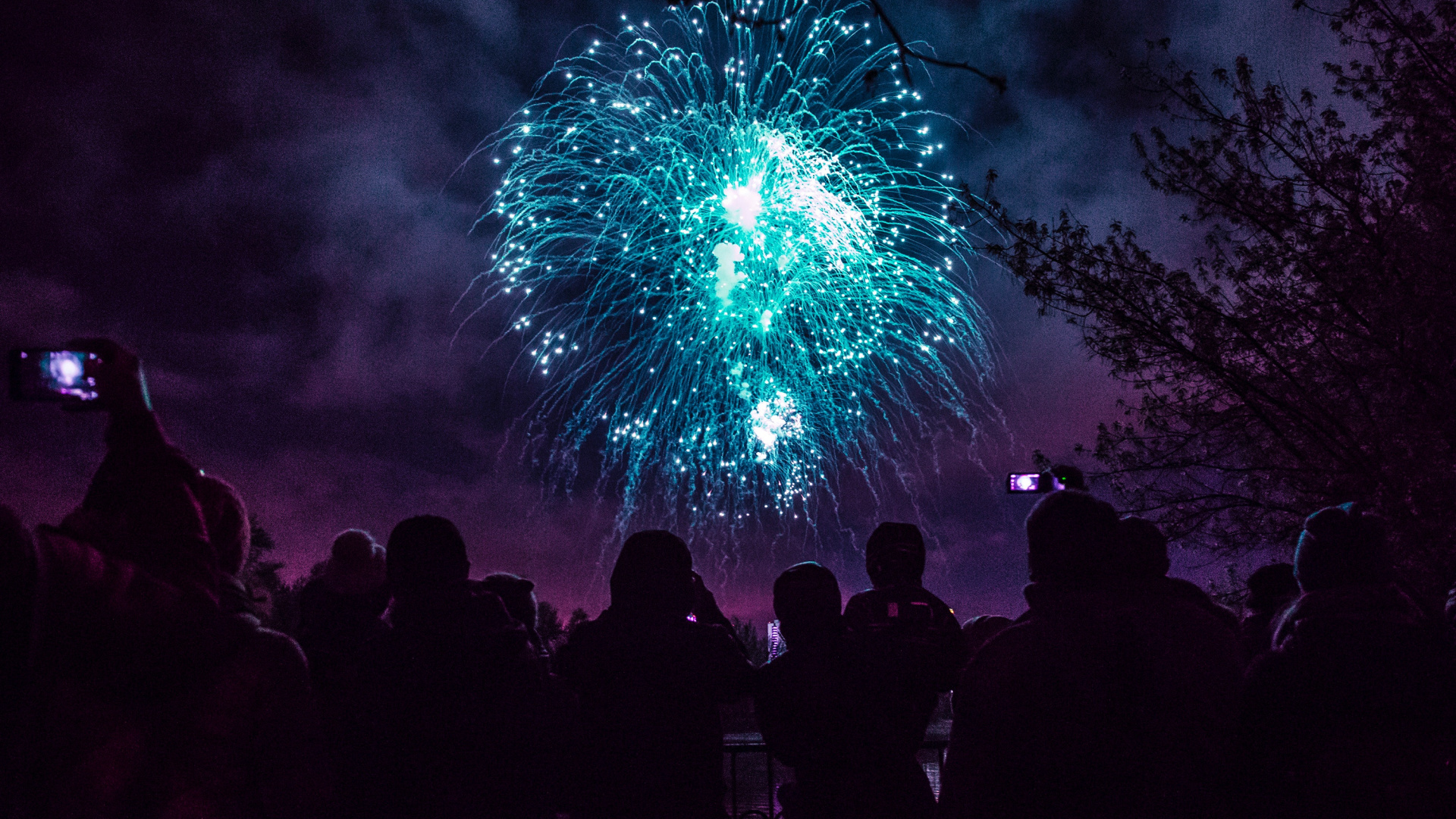Fireworks, Blue, Purple, Light, Event. Wallpaper in 1920x1080 Resolution