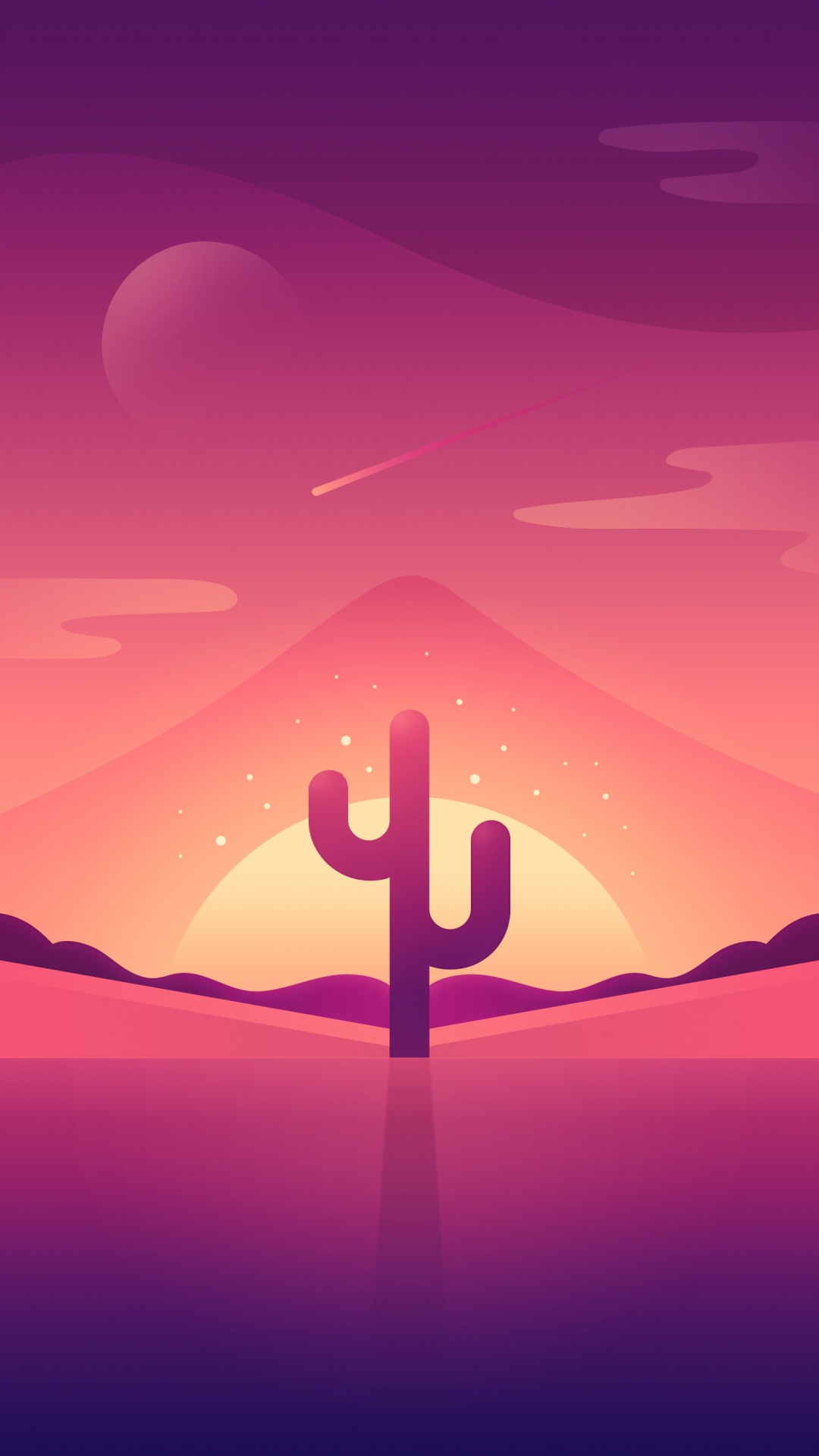 Minimalism, Minimalist Desert Poster, Graphic Design, Poster, Purple. Wallpaper in 1080x1920 Resolution