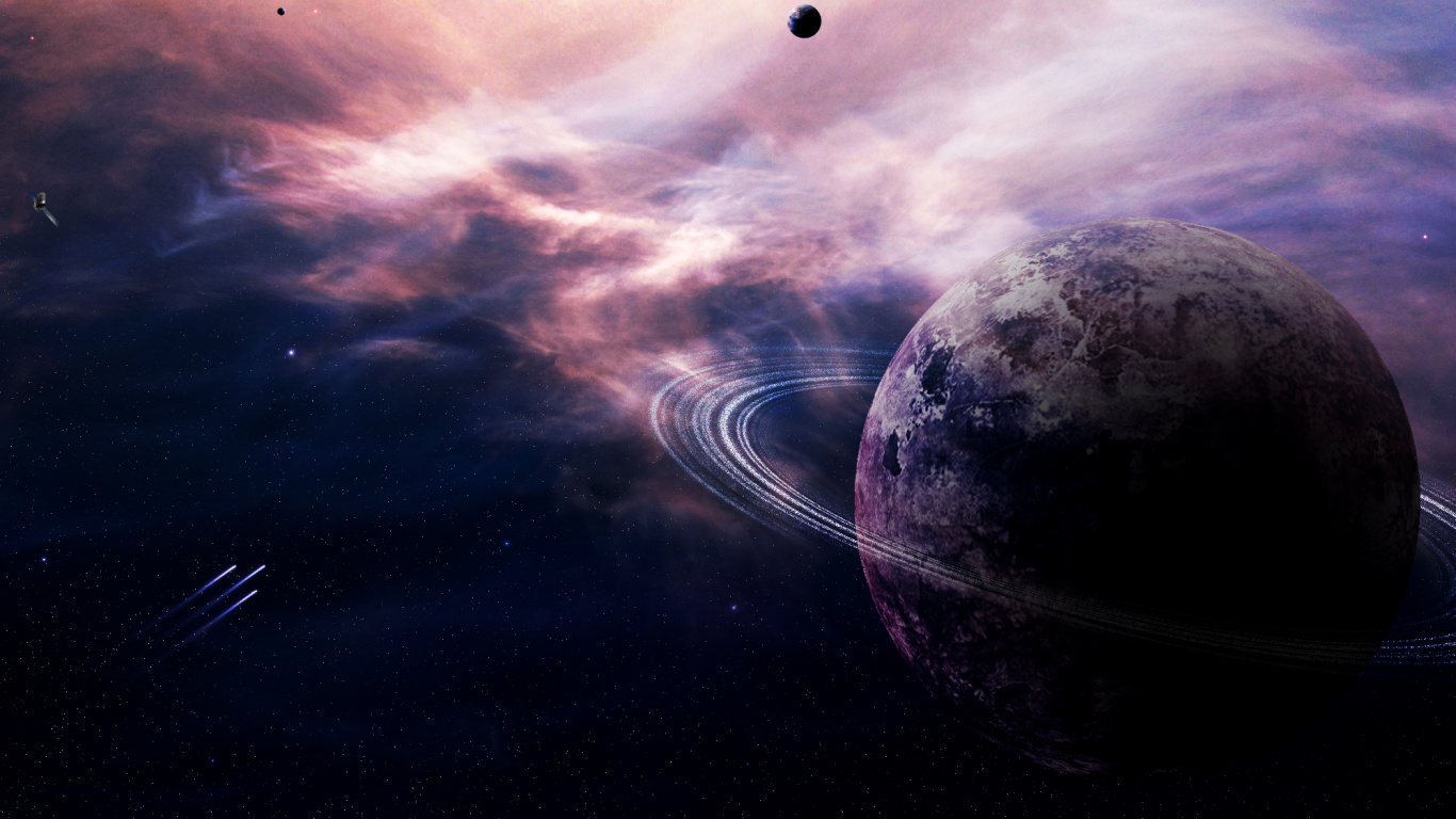 Full Moon Over The Clouds. Wallpaper in 1366x768 Resolution