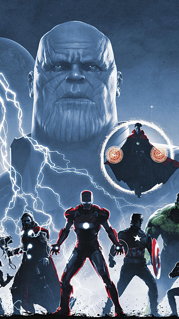 L'homme de Fer, Thor, Marvel, Thanos, Vengeur. Wallpaper in 750x1334 Resolution