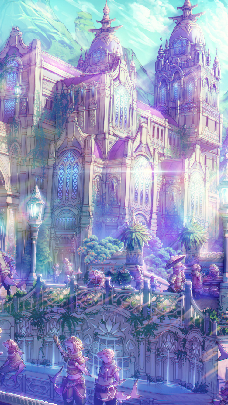 Blue and White Building Painting. Wallpaper in 750x1334 Resolution