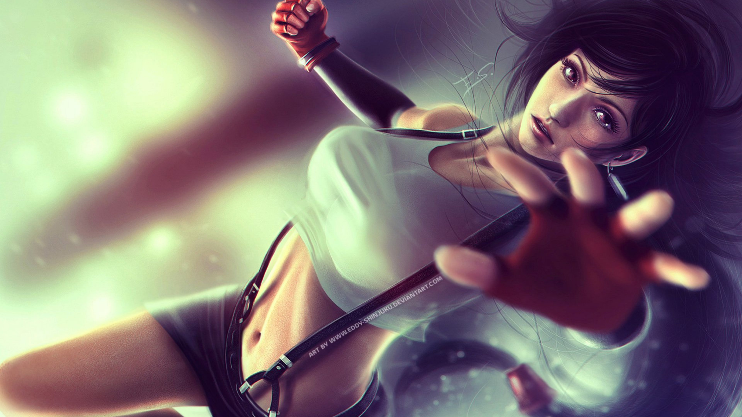 Tifa Lockhart, Final Fantasy VII-Remake, Cool, Hand, Lens Flare. Wallpaper in 2560x1440 Resolution