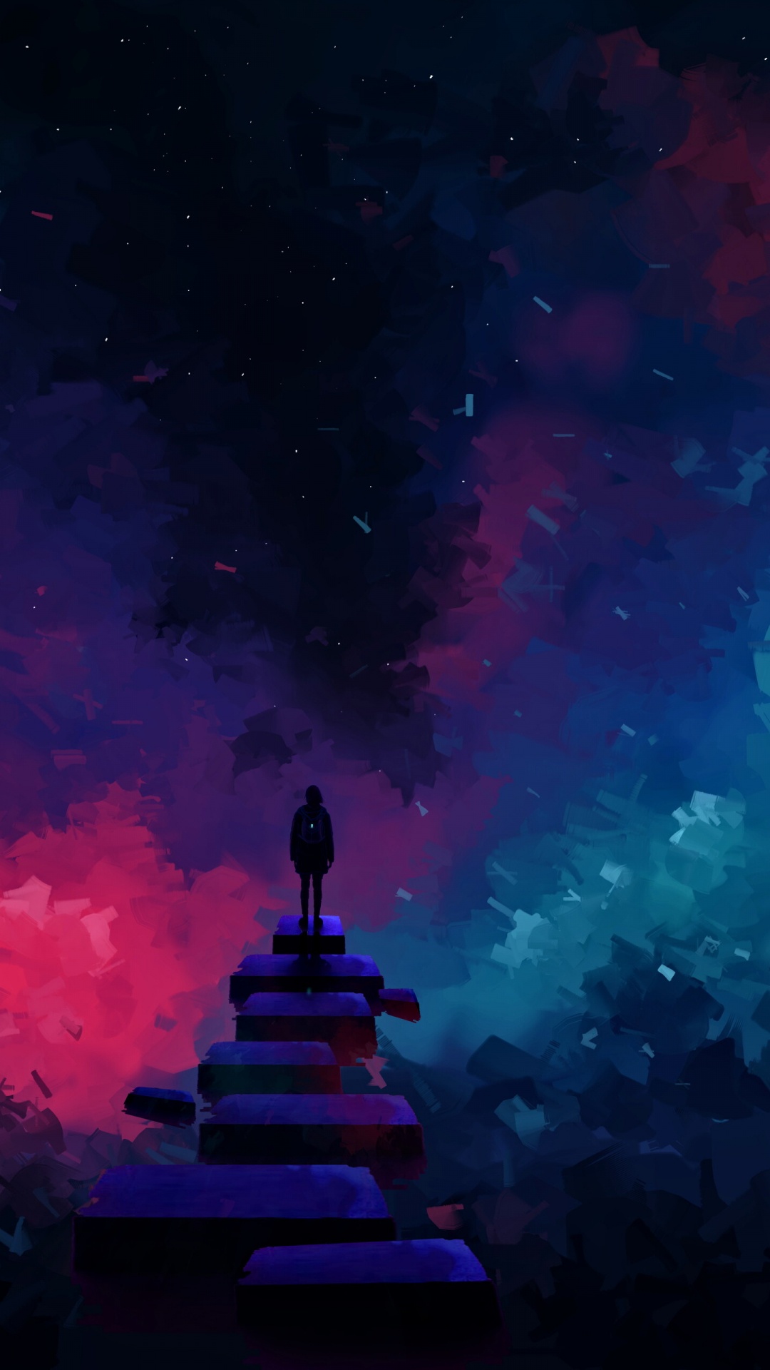 绘画, 紫色的, 品红色, 空间, 明星 壁纸 1080x1920 允许