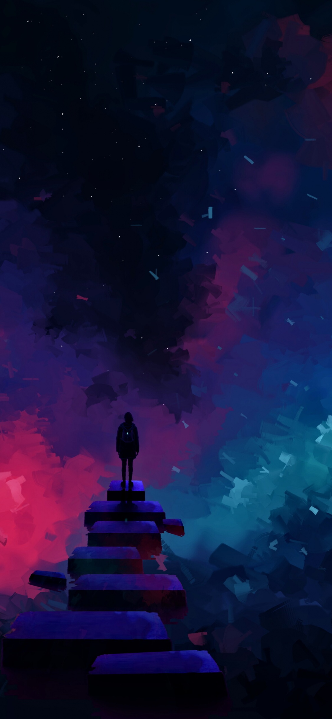 绘画, 紫色的, 品红色, 空间, 明星 壁纸 1125x2436 允许