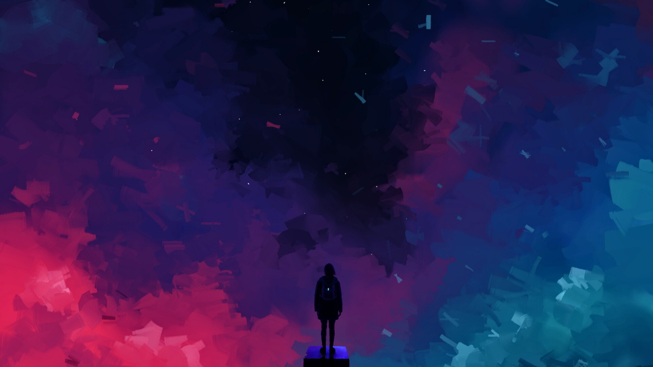 绘画, 紫色的, 品红色, 空间, 明星 壁纸 1280x720 允许