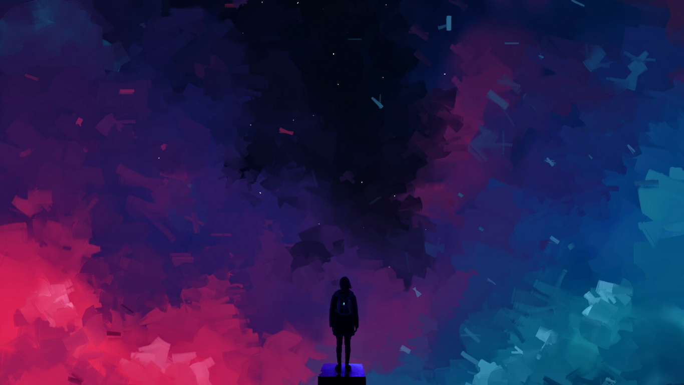 绘画, 紫色的, 品红色, 空间, 明星 壁纸 1366x768 允许