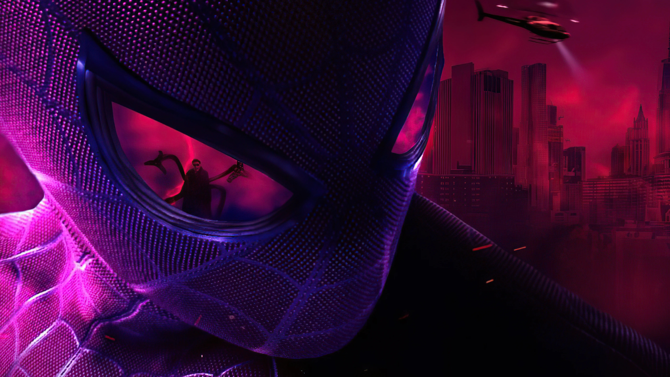 Spider-man: no Way Home, Spider-man, Tom Holland, Automotive Lighting, Purple. Wallpaper in 2560x1440 Resolution