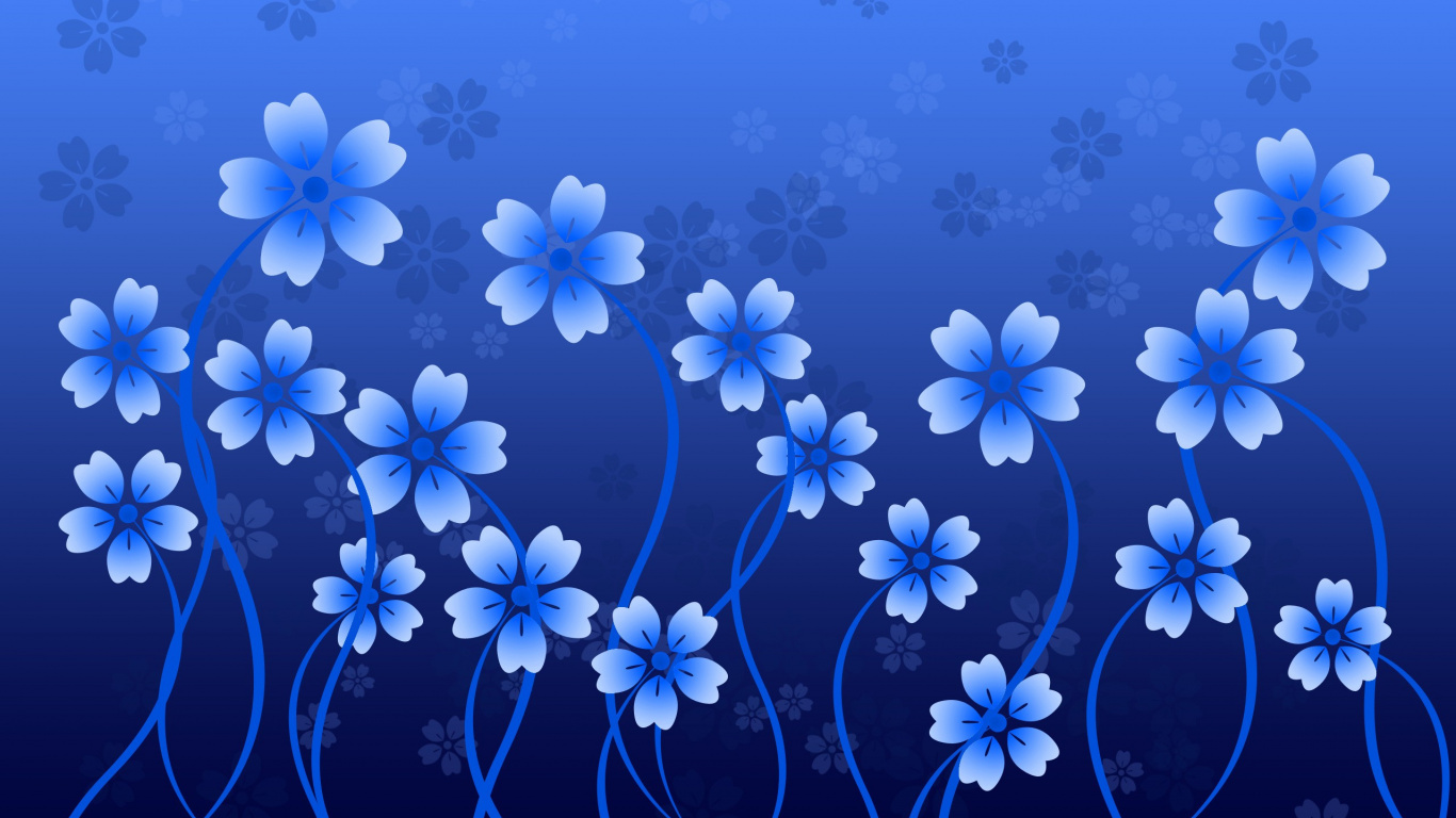 Blue and White Flower Illustration. Wallpaper in 1366x768 Resolution