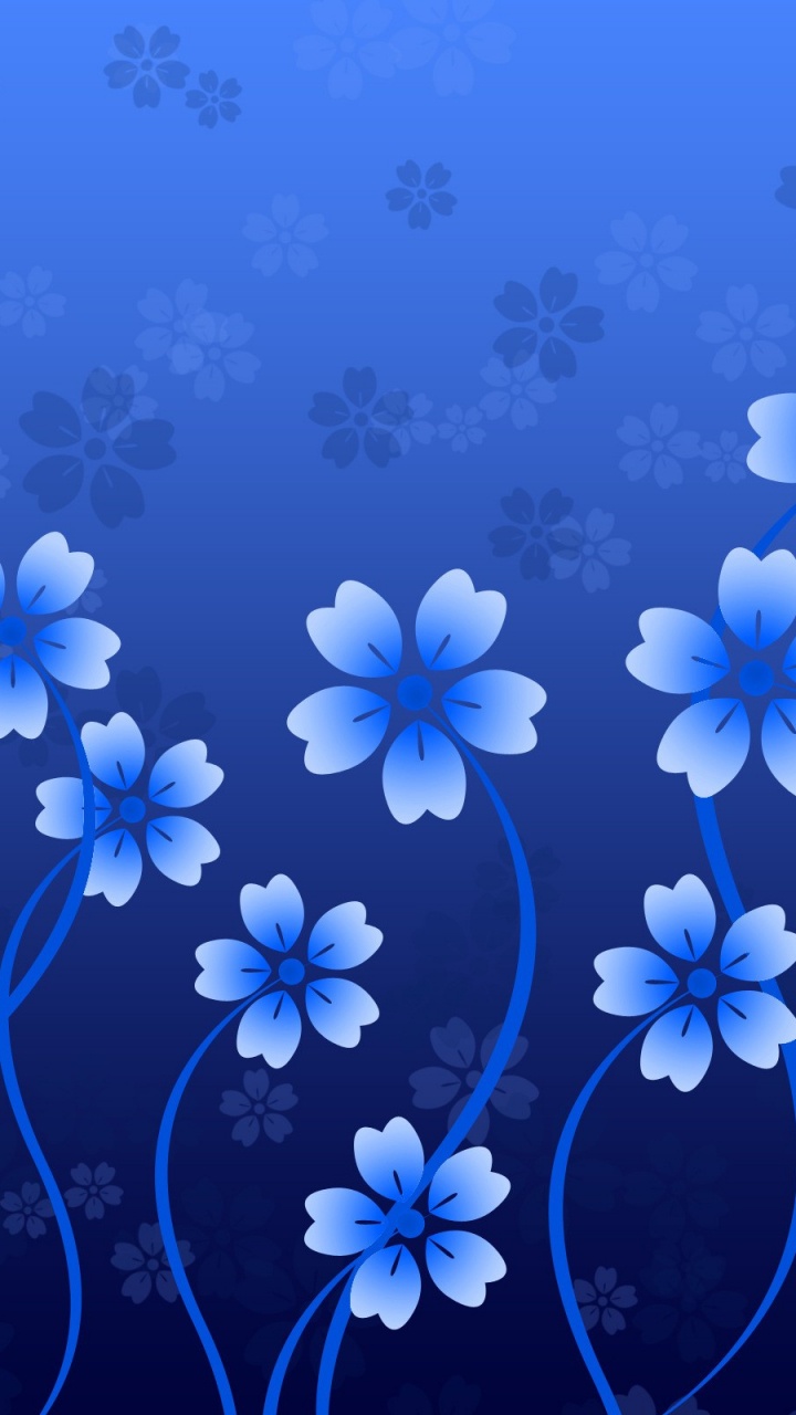 Blue and White Flower Illustration. Wallpaper in 720x1280 Resolution